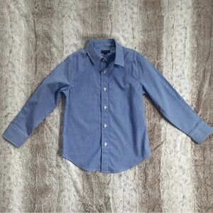 Size 5💙 J Crew Crewcuts Boys Blue Gingham Plaid Check Collared Button Down Shirt